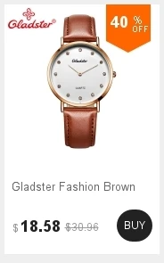 Gladster Мода Япония MIYOTA 5Y20 Золотой Для женщин часы из натуральной кожи кварцевые наручные часы Элитный бренд пару часов для женщин