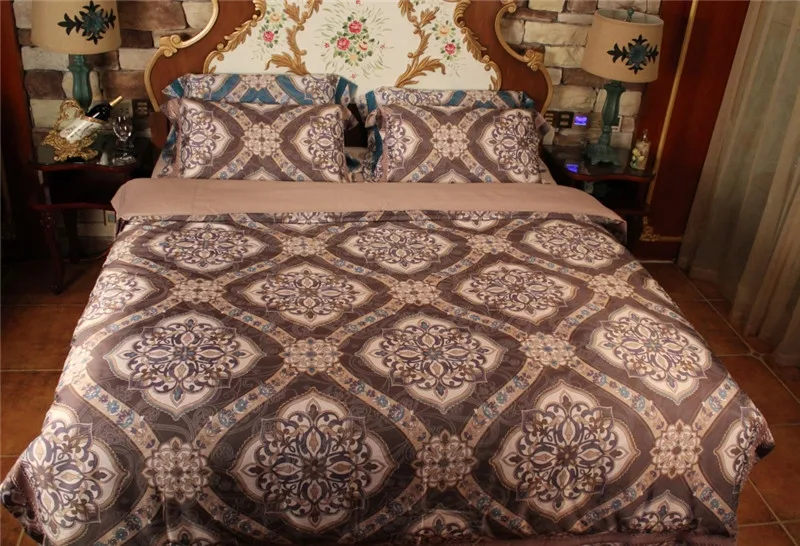 Waliicorners New Luxury silk cotton bedding set blue black satin duvet cover sets Bohemia style bed linen bedclothes 15 -9