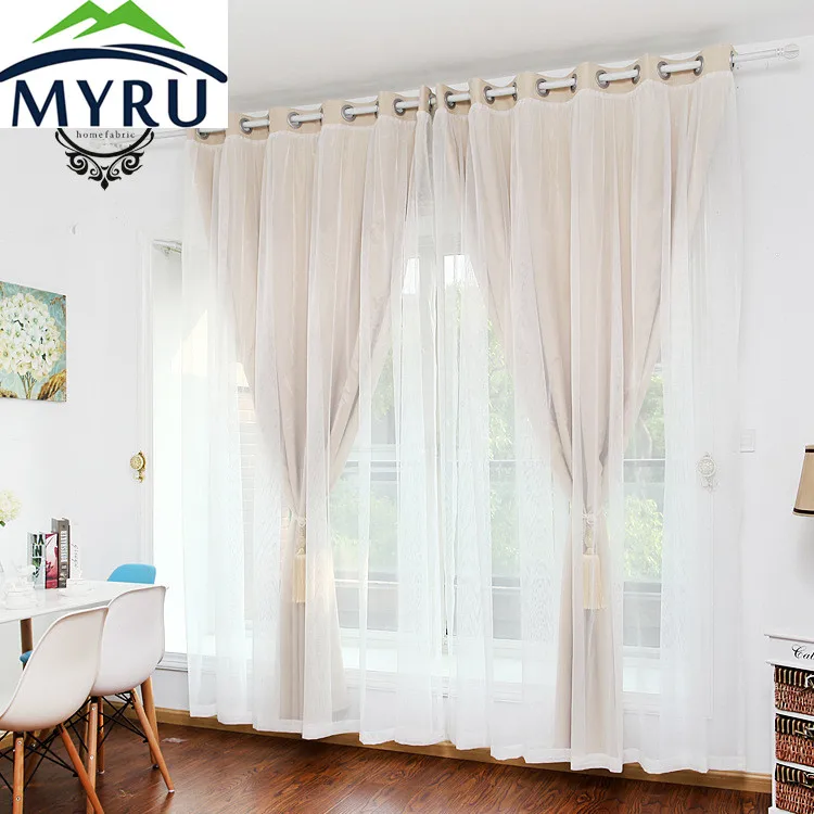 

MYRU Korean bedroom curtains finished the living room window curtains simple double Lace Princess Room shade curtains