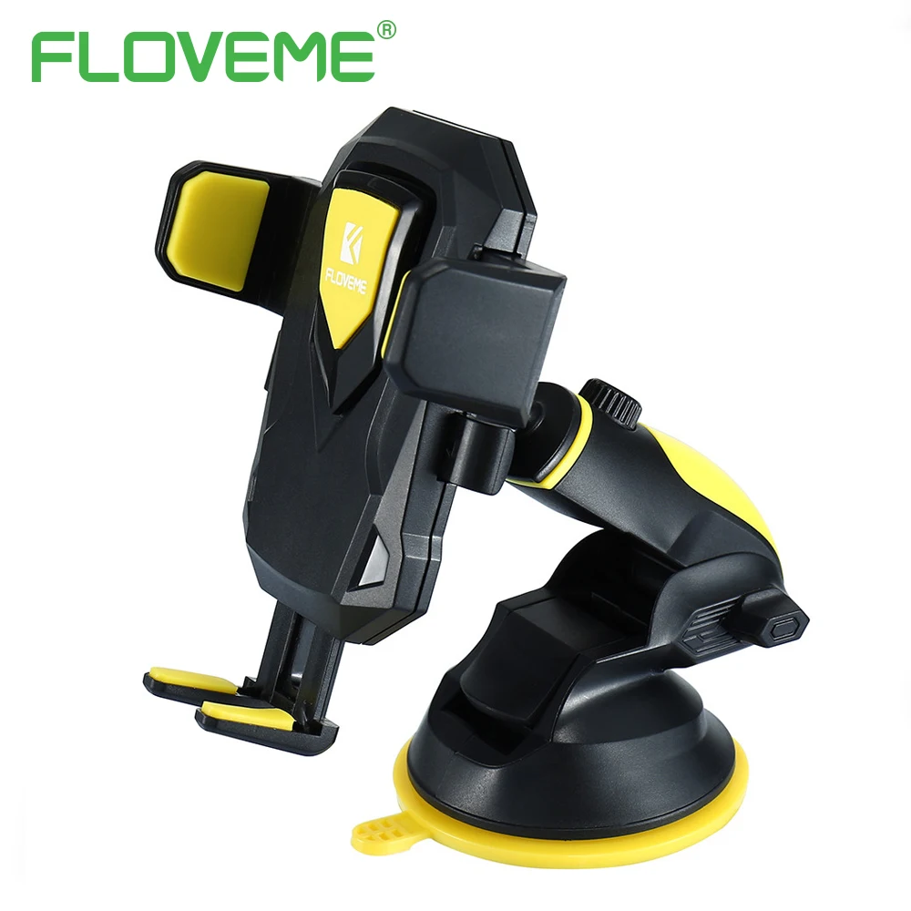 FLOVEME Adsorption Vehicle Mount Bracket Car Phone Holder Stand Universal Telescopic Automatic Lock Car Phone Stand Holder