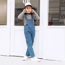 Г. Весенняя детская одежда, комбинезоны для малышей, модный джинсовый синий Свободный комбинезон для девочек, корейские комбинезоны для малышей от 3 до 12 лет