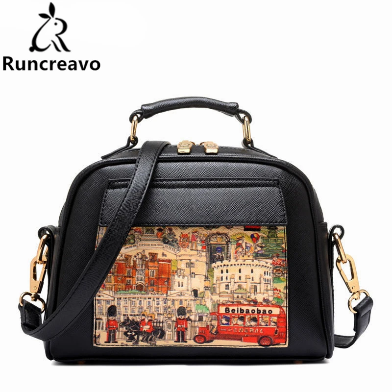 

YUOCL 2017 Women Bag Fashion PU Leather Women Leather Handbag Casual Oil Picture Pattern Women Shoulder Bag Fashion Female Tote