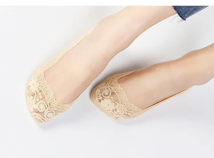 Экзотическая одежда носки 5 пар модные женские Девушки Летний стиль кружева цветок короткие носки противоскользящие невидимые носки по щиколотку Sox