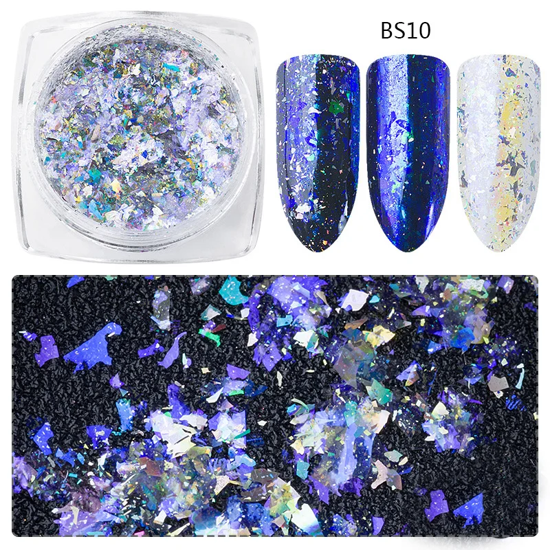 

1 Box Aurora Nail Sequins Ultra-thin Mermaid Hexagon Flakes Slice Mixed Glitter Powders 3d Sparkling Nail Art Decor 6 Colors