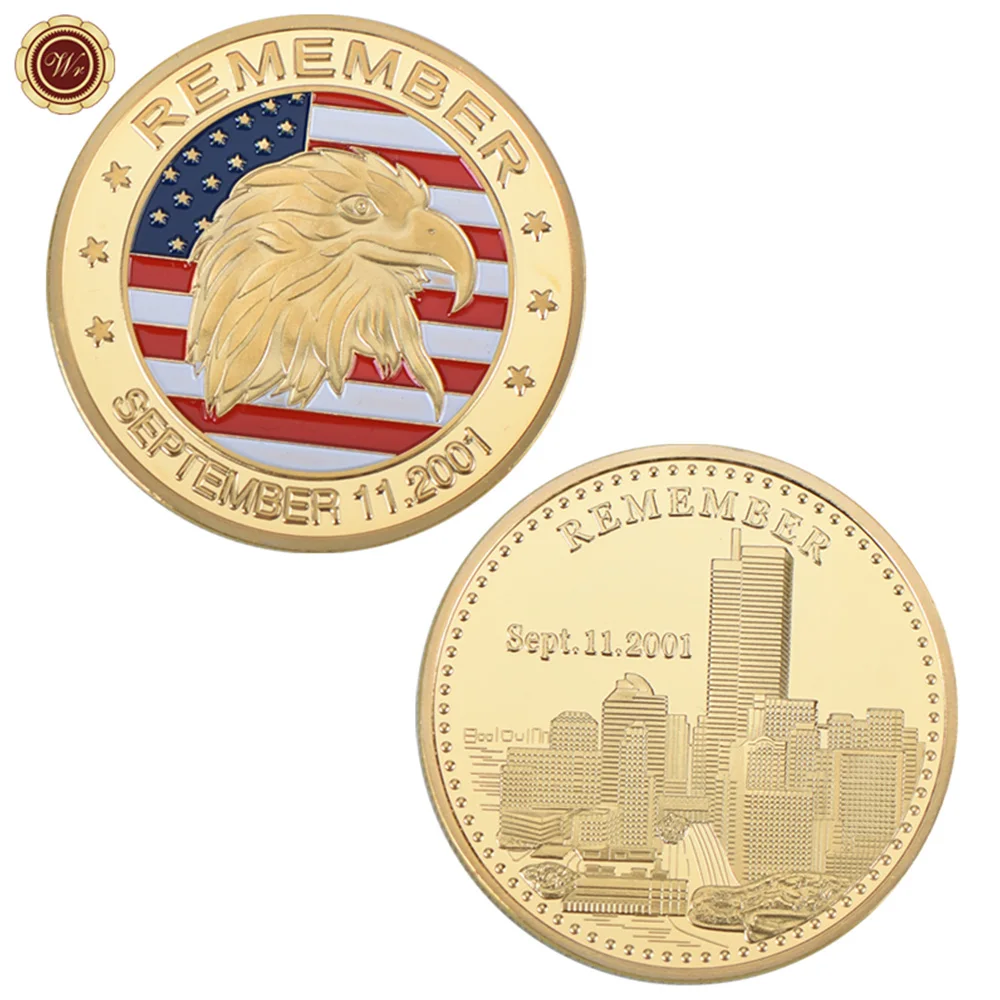Нью-Йорк 9/11 нормальная позолоченная монета США 11 сентября Соединенные Мы стоим вызов монета для сбора - Цвет: coin1