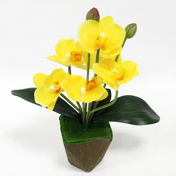 

Flone Artificial Latex Butterfly Orchid simulation Orchid With Leaves Real Touch Flowers Plants Wedding Home Decor Flores Art