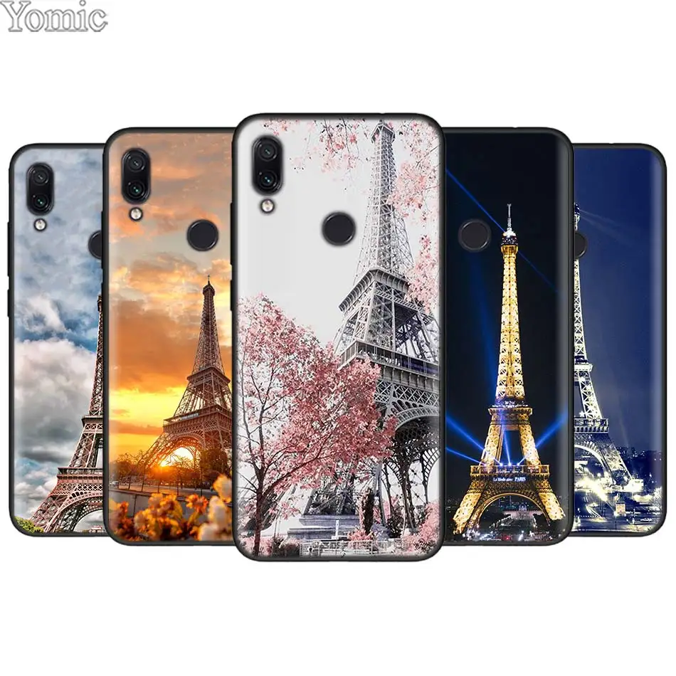 

London Paris Eiffel tower France Silicone Case Cover for Xiaomi Redmi 7 6 5 Note 7 5 6 Pro 4X 5A 6A S2 GO Poco F1 Black Case