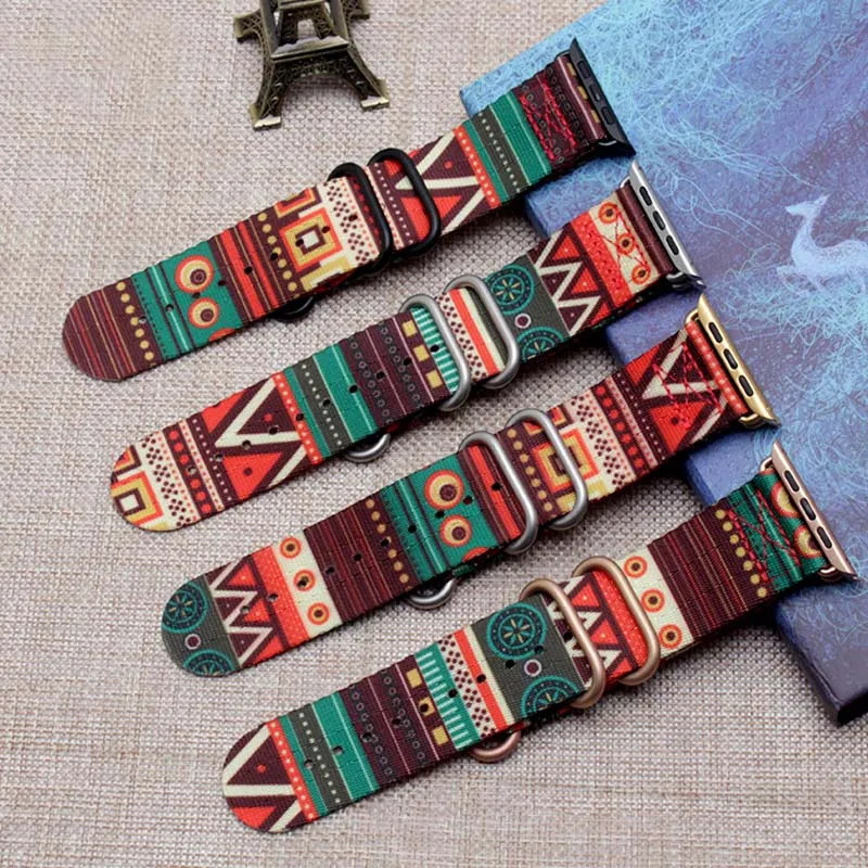 

Camouflage Nylon ZULU Watch Straps For Apple Watch band 42 mm 38mm Silver&Black&Pink Buckle for iWatch 42mm 38mm