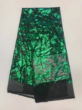 

african lace fabric with sequins 450*135CM 2017 latest sequin fabric high quality tulle sequins lace fabric for evening dresses