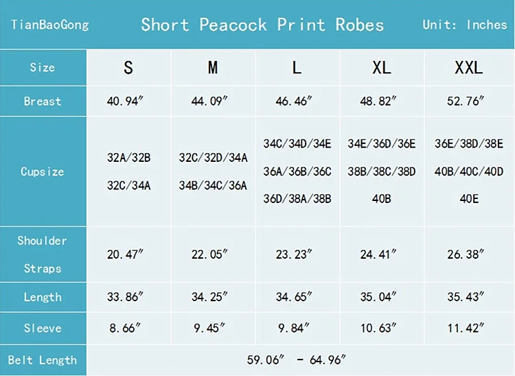 -Short Peacock Print Robes - 