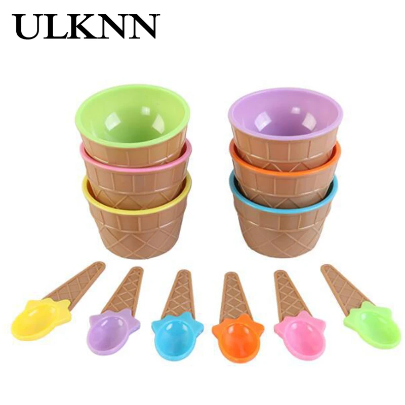 

ULKNN Cartoon Ice Cream Bowl Pinkycolor Melamine Place Dessert Egg Tart Throw Resistance Cartoon Simplicity Ice Cream Bowl