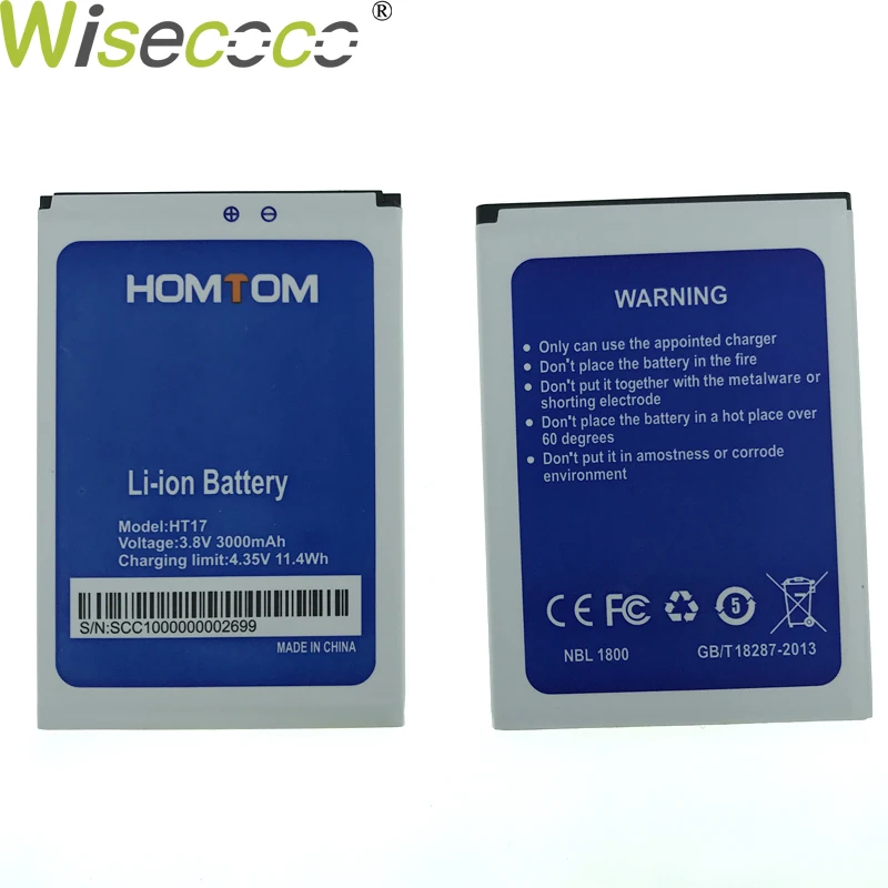 Wiscoco 10 шт. аккумулятор 3000 мАч для HOMTOM ht17 HT 17 Pro Смартфон высокого качества+ номер для отслеживания