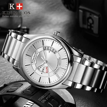 

Men's Business Watch Top Luxury Brand Stainless Steel Rolexable Clock Male Analog Week Date Display Waterproof Quartz Wristwatch