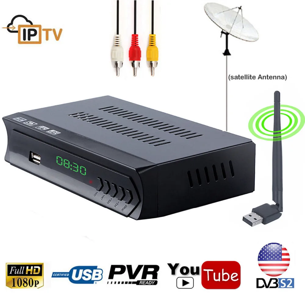 

DVB-S2 HD/SD Decoder Digital Satellite Receiver TV Tuner IPTV m3u Combo Player Wifi RJ45 Lan CS Biss Power IKS Cline NewCam PVR