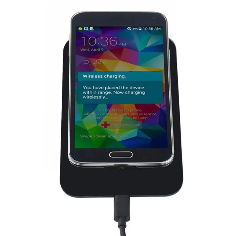 Qi Universal Standard Wireless Charging Kit Charger Adapter + Receiver Tag For Samsung Galaxy S5 I9600 G900 USB cable