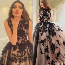 Schwarze Spitze Lange Ballkleider 2017 Vintage A-Line Formal Women Abendkleid Vestido De Formatura Longo