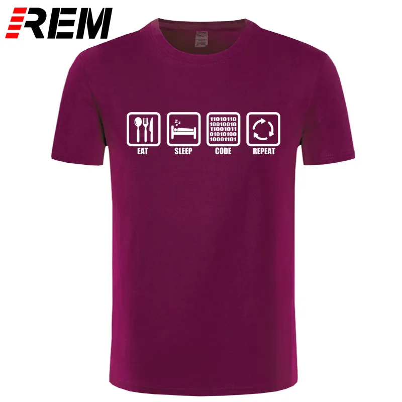 REM ropa Eat Sleep código repetir regalo para Geek programador Hacker Camiseta Hombre algodón manga corta Camiseta Top Camiseta REM ropa Eat Sleep código repetir regalo para Geek programador Hacker Camiseta Hombre algodón manga corta Camiseta Top Camiseta