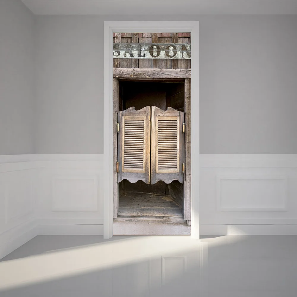 Saloon Hotel Puerta Pegatinas cartel del Vintage 3D Muursticker decoración casera puertas reformado autoadhesiva Decoración