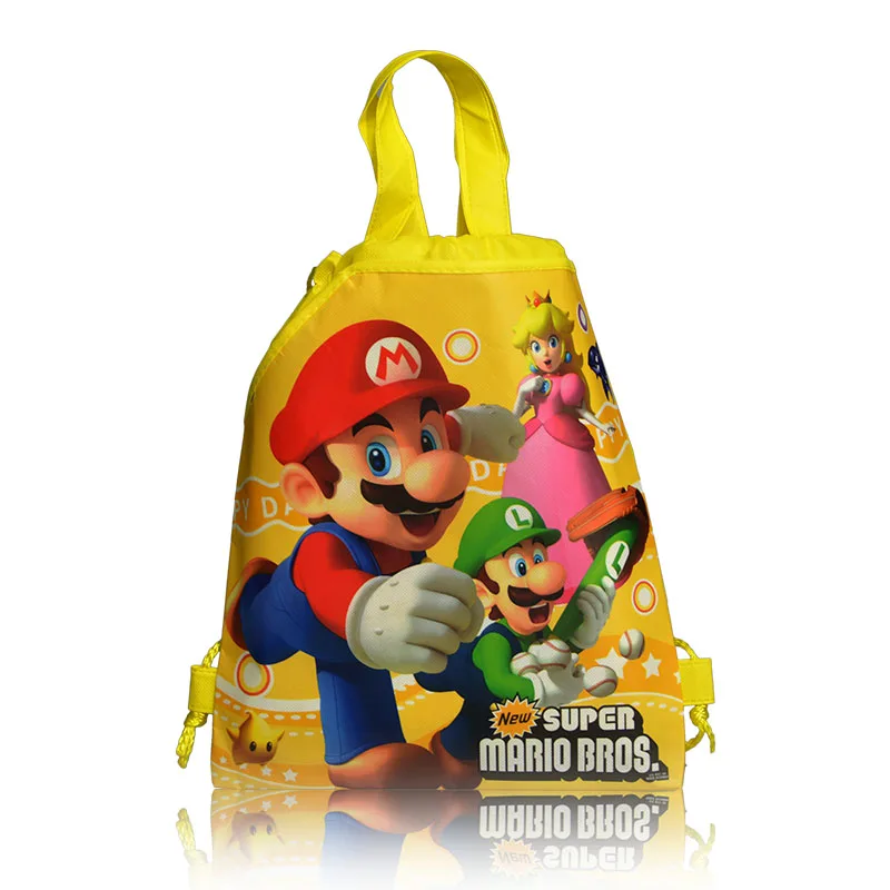 

1pcs Drawstring Backpacks Bags 34*27CM Cartoon Super Mario Children Non Woven Fabrics Home Storage School Shopping