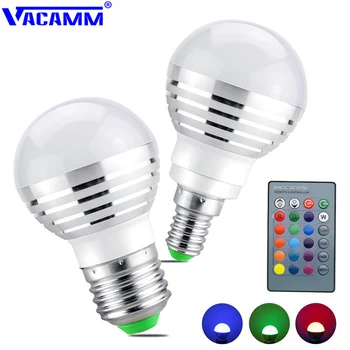 

1Pcs E27 E14 LED RGB Bulb lamp AC110V 220V 5W LED RGB Spot light dimmable magic Holiday RGB lighting+IR Remote Control 16 colors