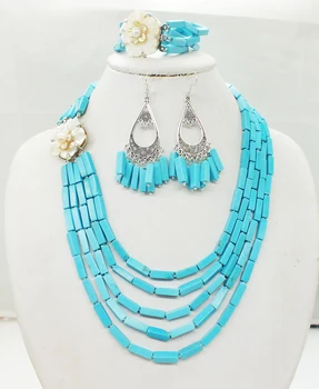 

Lucky For you!!! 5 layers of green Turkish semi-precious stones. Necklace / Bracelet / Stud Earrings, African Bridal Wedding Set