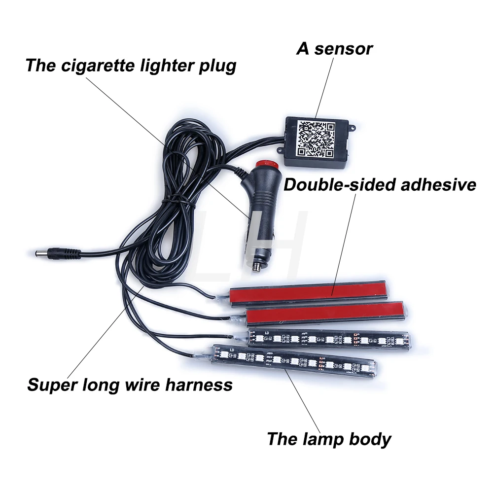 Напольный автомобильный пульт дистанционного управления/голосовой атмосферный светильник, беспроводной RGB Светодиодный светильник для ног, украшение для сигарет, Стайлинг, интерьерная неоновая полоса