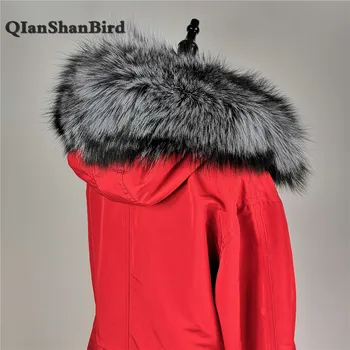 

New 100% Natural Fur Collar Luxury Silver Fox Fur Collar Ring Scarf 75CM Women Genuine Fox Fur Collar for Down Jacket Wholesale