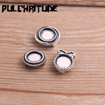 

10PCS Mix Sizes 3 Styles Leather Beads Antique Silver color Blank Cabochon Setting Diy Bracelets Making Supplies P6571
