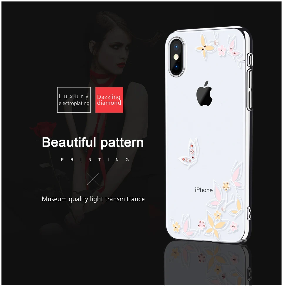 KINGXBAR for iPhone Xs Max Flower Case for iPhone Xs Case Thin Transparent for iPhone Xs Max Cover Luxury Crystal from Swarovski (2)