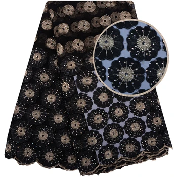 

Black Color 3D Appliques Lace Fabric 2018 High Quality Tulle Lace Fabric With Stones Guipure Lace French Tulle Lace Fabrics 1084