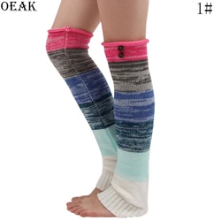 Drop shipping HEFLASHOR Women's Socks Splicing Long Over the Knee Buttons Knitted Warm Foot Cover Wool knit warm foot cover Drop shipping HEFLASHOR Women's Socks Splicing Long Over the Knee Buttons Knitted Warm Foot Cover Wool knit warm foot cover