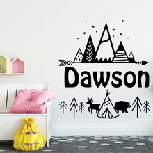 Виниловая наклейка на стену в скандинавском стиле с индивидуальным именем в этническом стиле для гостиной, детской комнаты, художественные наклейки