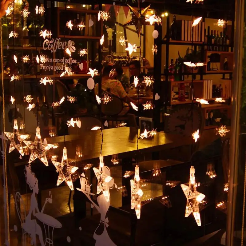 

IP65 Waterproof 2m 120LED Fairy Curtain Stars String Lamp Festival Decor