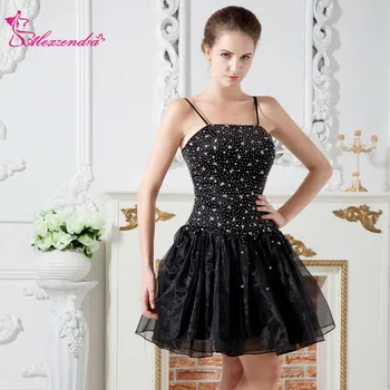 

Alexzendra Black Mini Short Prom Dresses 2018 A Line Beaded Bodice Party Dress Plus Size