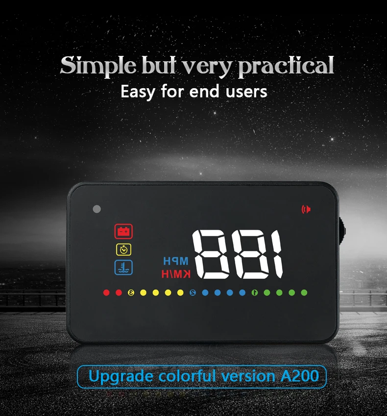 OBD2 Head Up display Универсальный Автомобильный проектор скорости на лобовое стекло проекция HUD Авто A200 Цифровые автомобильные принадлежности для спидометра