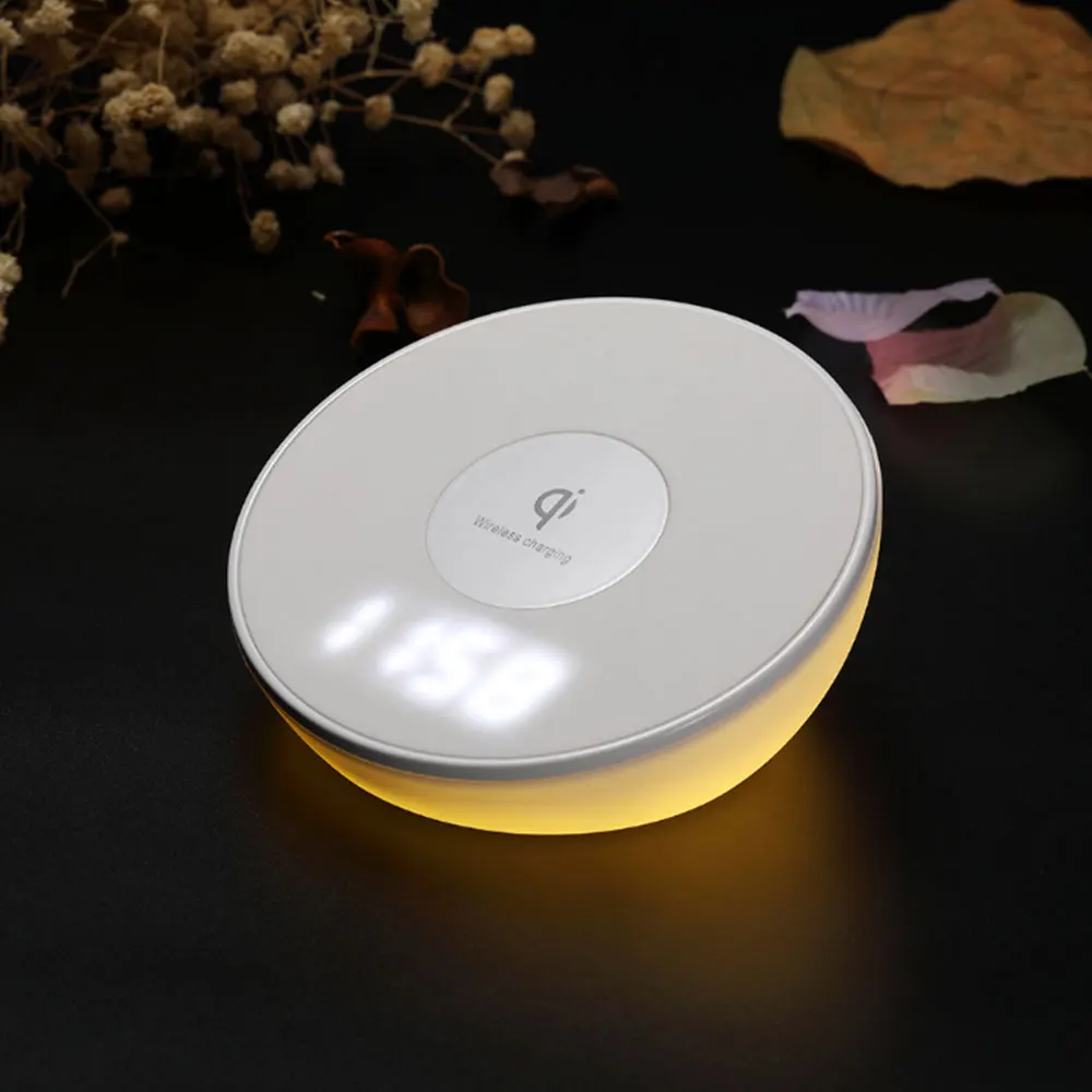 

5W/10W Wireless Charger Desktop Lamp Alarm Clock Night Light LED Wireless Fast Charging for Samsung Galaxy S9S8 IPhonex8plus