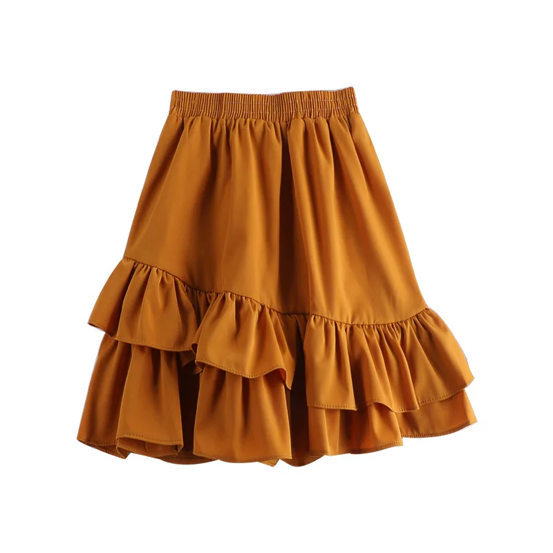

white black blue orange elastic waistband stretch high waist mini sexy ruffle asymmetrical skirt for women summer womens skirts