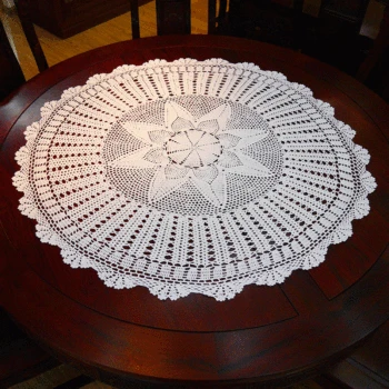 

Crocheted Round Table Cloth / Handmade hook flowers cotton hollow lace / Many Uses Mats pads Cover / Classic Europen Style 100CM