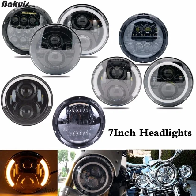 7 дюймов светодиодный фонарь Halo DRL для Harley Davidson Rod FatBoy Heritage Softail Slim Deluxe Switchback Road King мотоцикл