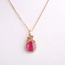 Robira Classic 2ct Created Natural Ruby Pendants 18K Rose Gold Halo Pendant Not Include a Chain 2017 Fine Jewelry For Women