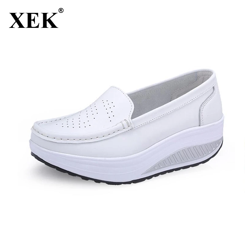 white flat nursing shoes