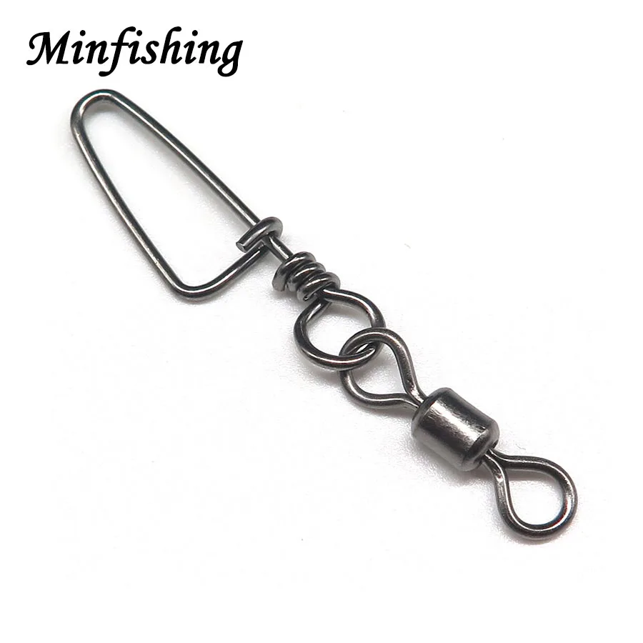 

Minfishing 50 PCS Rolling Swivel Fishing Swivel Snap Ball Bearing swivel with Arc Snap Rolling swivel Fishing Hook