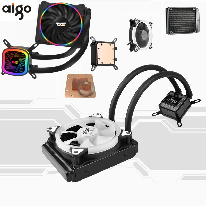 Aigo Aurora rainbow pc case water cooling computer fan CPU integrated