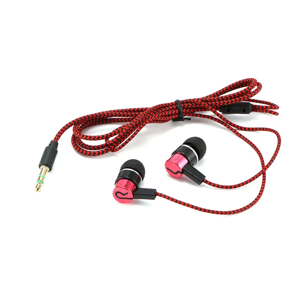 Головной телефон 3,5 мм наушники-вкладыши Плетеный наушник кабель в ухо наушники Поддержка Прямая купить больше скидки - Цвет: Красный