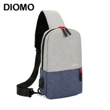DIOMO Наплечная USB зарядка нагрудная сумка для мужчин повседневная многофункциональная водонепроницаемая сумка через плечо Женская дорожная унисекс