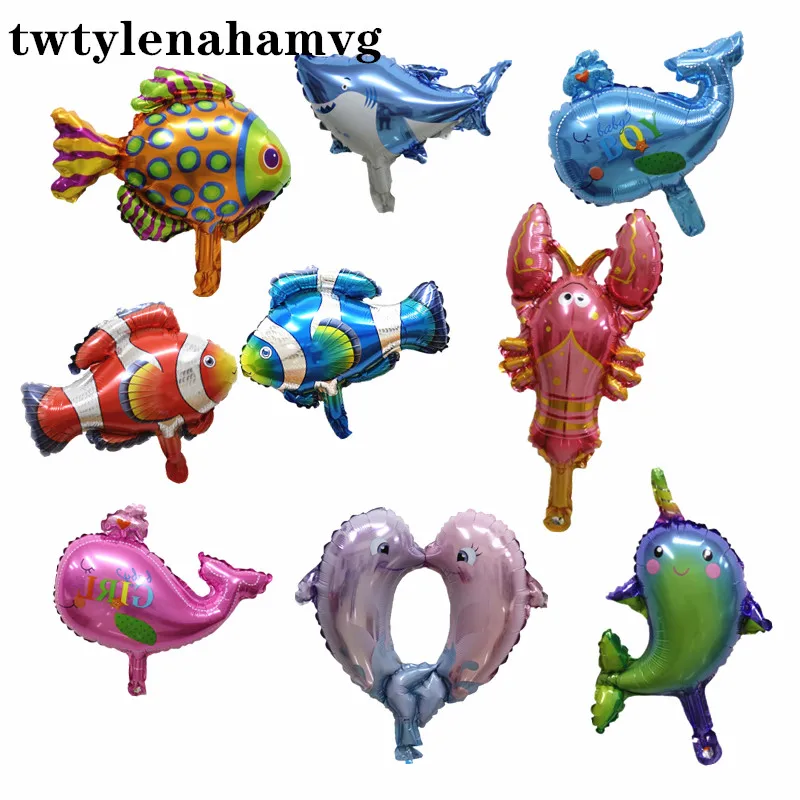 Мини новые воздушные шары в виде рыб и животных на день рождения декоративный шар Акула Омаров осьминог, море тема вечерние украшения детский день игрушки
