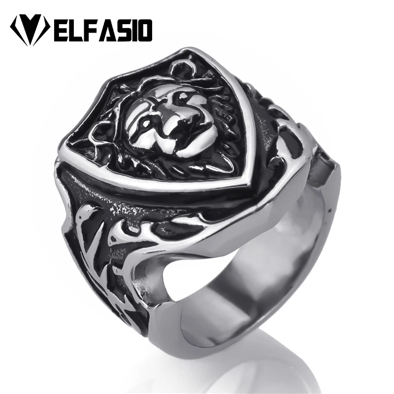 Elfasio мужские Обувь для мальчиков Silver King Lion рыцарь знак Нержавеющая сталь Байкер