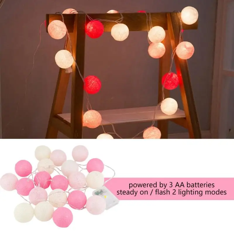

20LED Cotton Balls String Light Colorful Christmas Ball Light 3.5M String Lights For Home Holiday Party Room Decorative Lamp