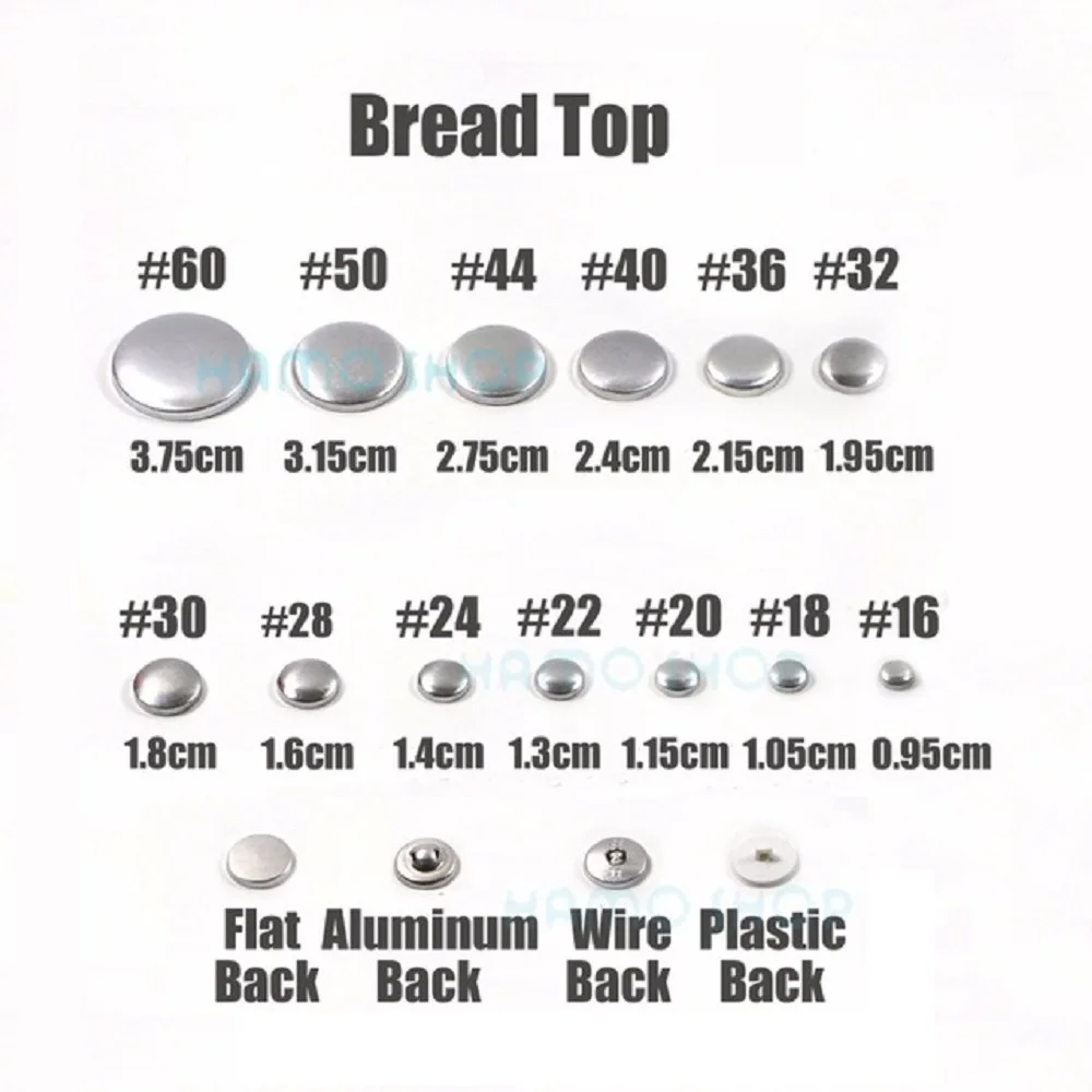 100pcs Sets/lot #16-60 DIY Handmade Fabric buttons Bread Shape Round Fabric Covered Cloth Button Metal 4 Back Cover Buttons 13s