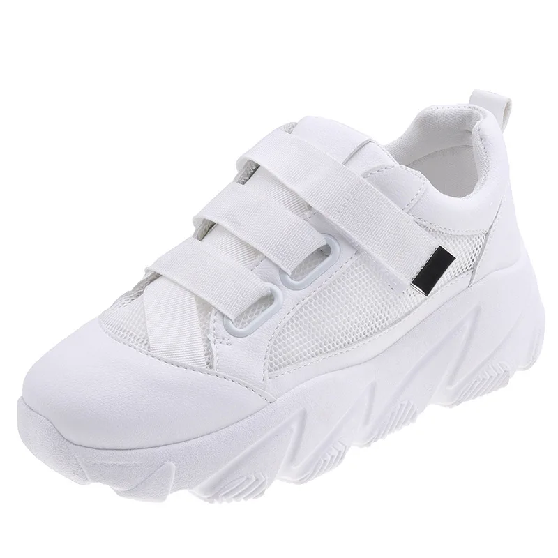 

2019 Summer Female Brand White Sports Shoes Ladies Breathable Vulcanized Air Mesh Shoes Chunky Sneakers Women Casual Sneakers
